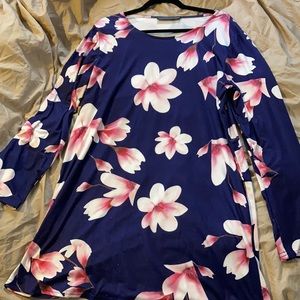 Flower print long sleeve dress